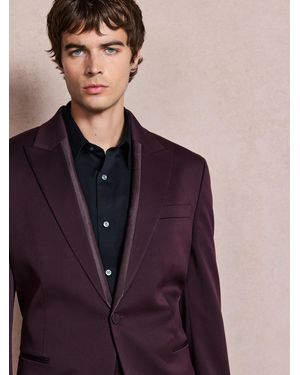 Next Burgundy Slim Fit Satin Lapel Insert Tuxedo Suit Jacket - Purple