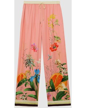 Reiss Milos Tropical Scarf-Print Wide-Leg Trousers - Pink