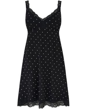 Pour Moi Short Sofa Loves Lace Hidden Mesh Support Soft Jersey Midi Chemise - Black