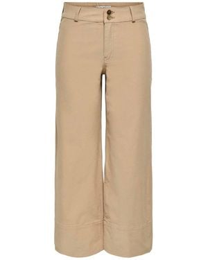 ONLY High Waisted Cropped Chino Pants - Natural