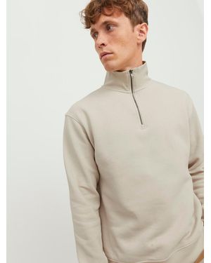 Jack & Jones Half Zip Sweatshirt - Natural