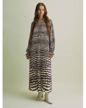 Florere Pleated Frill Midi Dress - White