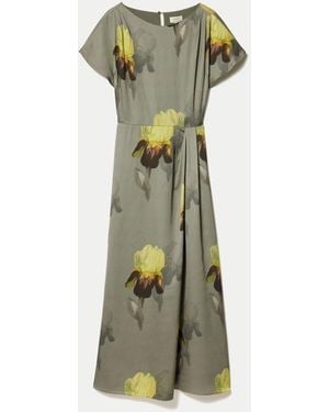 Jigsaw Iris Cap Sleeve Satin Dress - Green