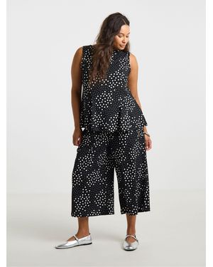 Simply Be Spot Peplum Top - Black