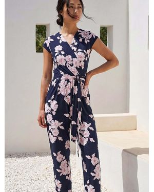 Roman Petite Floral Jumpsuit - Blue