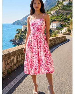 Roman Petite Strappy Bubble Hem Dress - Pink