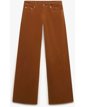 Superdry Mid Waist Baggy Mini Cord Pants - Brown