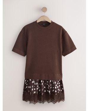 Next 2-In-1 Kurzarm-T-Shirt-Kleid Aus Weichem Material - Braun
