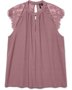 Vero Moda Sleeveless Lace Trim Top - Purple