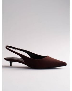 The Set Kitten Heel Slingback Shoes - Brown