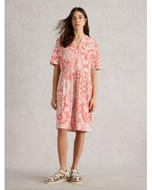 White Stuff Thea 100% Cotton Jersey Dress - Pink