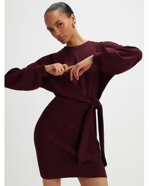 River Island River Island Long Sleeve Premium Knot Side Mini Dress - Red