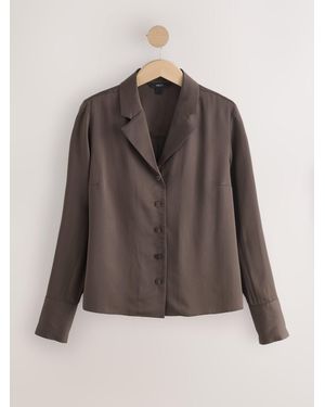 Next Soft Revere Collar Long Sleeve Shirt - Brown