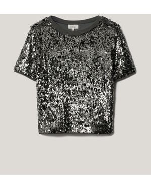 Jigsaw Metallic Sequin T-Shirt - Gray