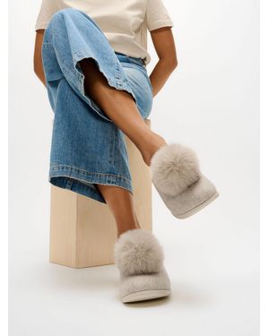 Fitflop Iq-Snug Felt Pom Pom Slippers - Blue