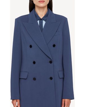 JOSEPH Valery Comfort Cady Double Breasted Jacket - Blue