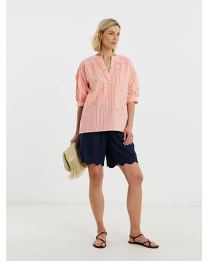 JD Williams Embroidered Motif Stripe Tunic Top - Pink