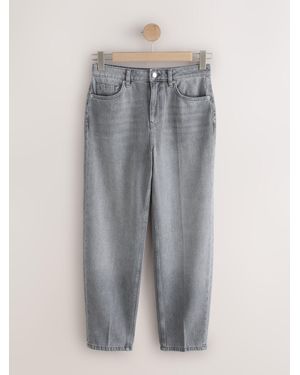 Next High Rise Crease Front Tapered Barrel Jeans - Gray