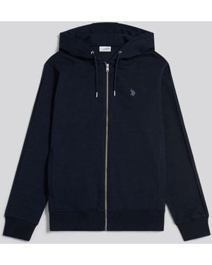 U.S. POLO ASSN. U. S. Polo Assn U. S. Polo Assn Double Horsemen Interlock Zip Hoodie - Blue