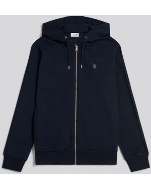 U.S. POLO ASSN. U. S. Polo Assn U. S. Polo Assn Double Horsemen Interlock Zip Hoodie - Blue