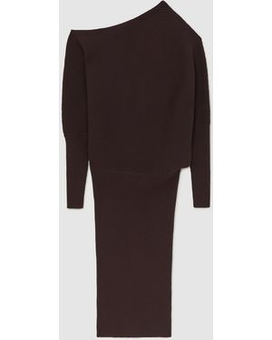 Reiss Lara - Mink Off-the-shoulder Ribbed Midi Dress, M - Multicolor