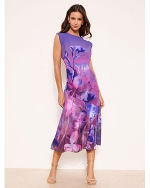 Lipsy Floral Print Fit And Flare Midi Dress - Purple