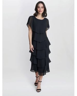 Gina Bacconi Tessa Midi Tiered Cocktail Dress - Blue