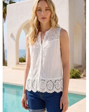 Roman Floral Lace Yoke Blouse - Gray