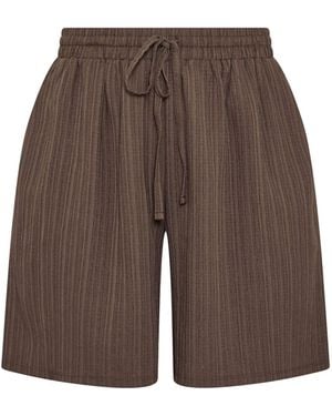 Yours Curve Yours Curve Textured Woven Shorts - Brown