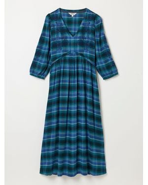 FatFace Fatface Connie Check Midi Dress - Blue
