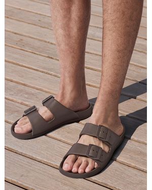 Totes Solbounce Adjustable Double Buckle Slides - Brown