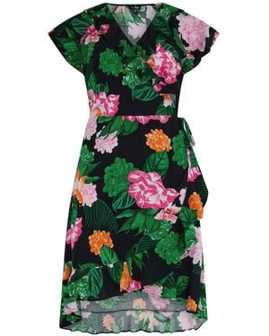 Pour Moi Penny Frill Wrap Woven Beach Dress - Green