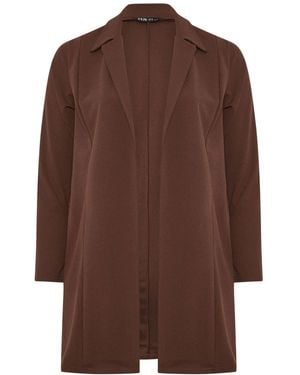 Yours Curve Longline Blazer - Brown