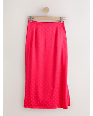 Next Jacquard Polka Dot Satin Skirt - Pink