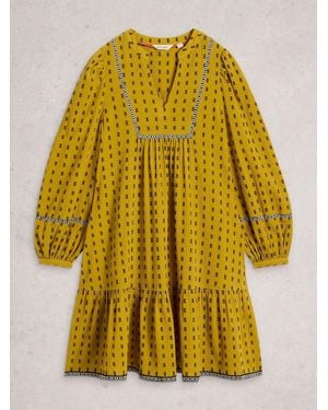 White Stuff Orla Embroidered Dress - Yellow