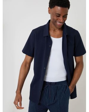 Threadbare Boxy Fit Textured Short Sleeve Shirt - Blue