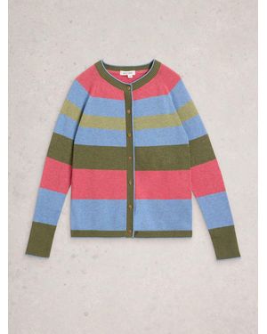 White Stuff Khaki Lulu Stripe Cardigan - Red