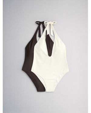 The Set 2 Pack Plunge Swimsuit - White