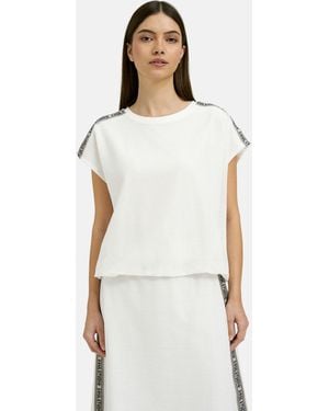 Smith & Soul Oversized Mesh T-Shirt With Elasticated Balloon Hem - White