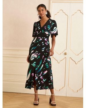 Love & Roses Petite Jersey V-Neck Kimono Sleeve Midi Dress - Natural