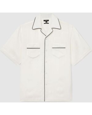 Reiss Canyon Jacquard-Stripe Piped Shirt - White