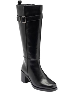 Lotus Leather Knee-High Boots - Black