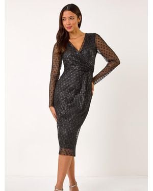 Roman Dobby Plisse Wrap Dress - Natural