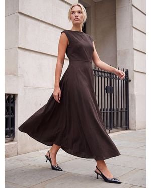 Roman Fit And Flare Dress - Brown