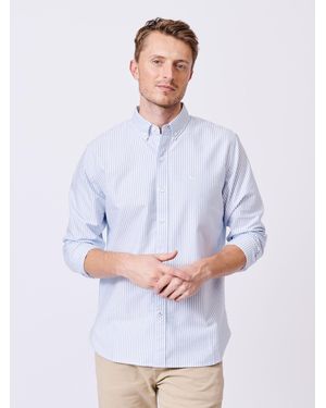 aubi Stripe Alder Oxford 100% Cotton Shirt - White