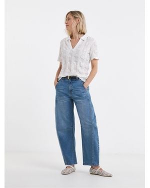 JD Williams Bubble Textured Collar Top - Blue