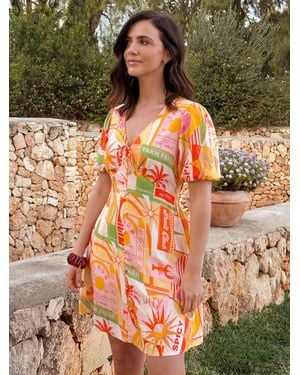 Friends Like These Tie Front Short Sleeve Mini Dress - Orange