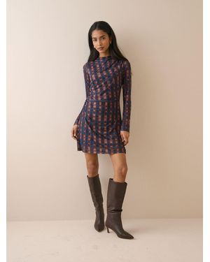 Nobody's Child Nobodys Child Long Sleeve Checked Kiera Mini Dress - Natural