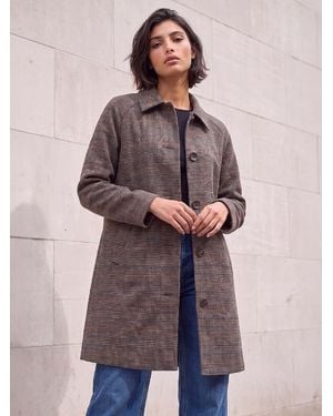 Roman Petite Check Coat - Brown