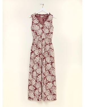 FatFace Fatface Ellie Burgundy Mono Shells Jersey Maxi Dress - Pink